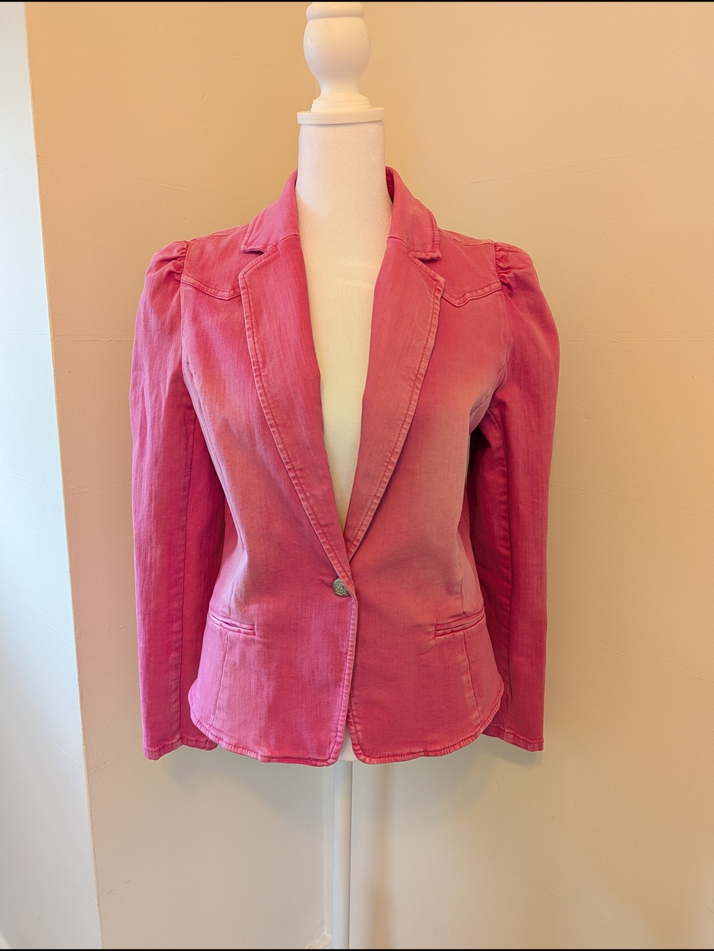 Cutesy Country Pink Denim Blazer